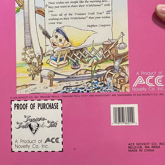 VTG 1991 ACE NOVELTY CO 14in Treasure Troll Tot Wishstone bellybutton Damage box - Picture 6 of 7